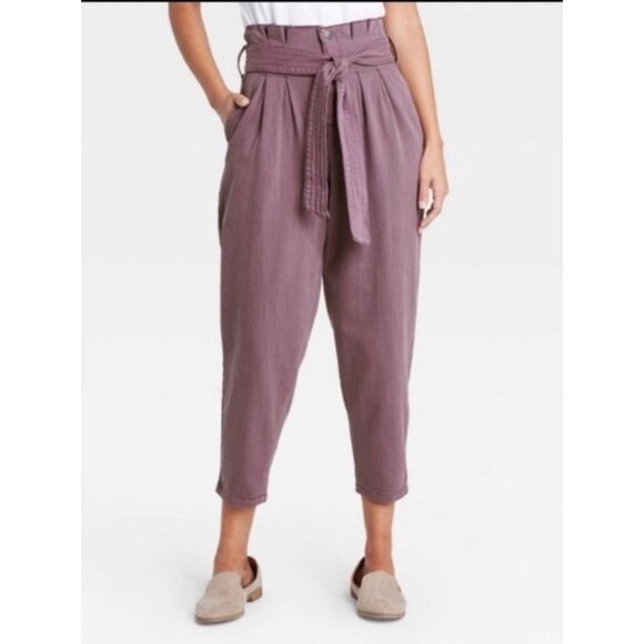 Universal Thread Purple High Waisted Pleated Paper Bag Boho Casual Pants Sz 14 W - Picture 6 of 16